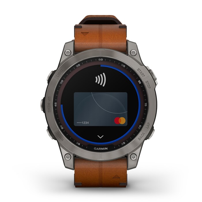 Garmin Fēnix® 7 Sapphire Solar 47mm Titanium with Chestnut Leather Band
