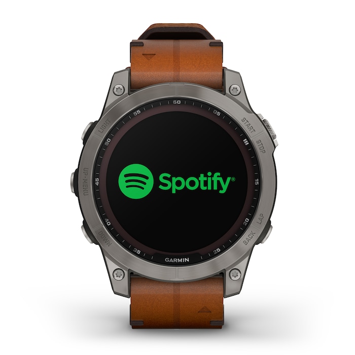 Garmin Fēnix® 7 Sapphire Solar 47mm Titanium with Chestnut Leather Band