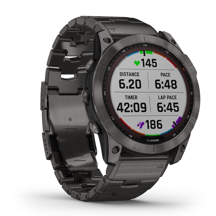 Garmin  Fēnix® 7X Sapphire Solar Carbon Grey DLC Titanium with Carbon Grey DLC Vented Titanium Band