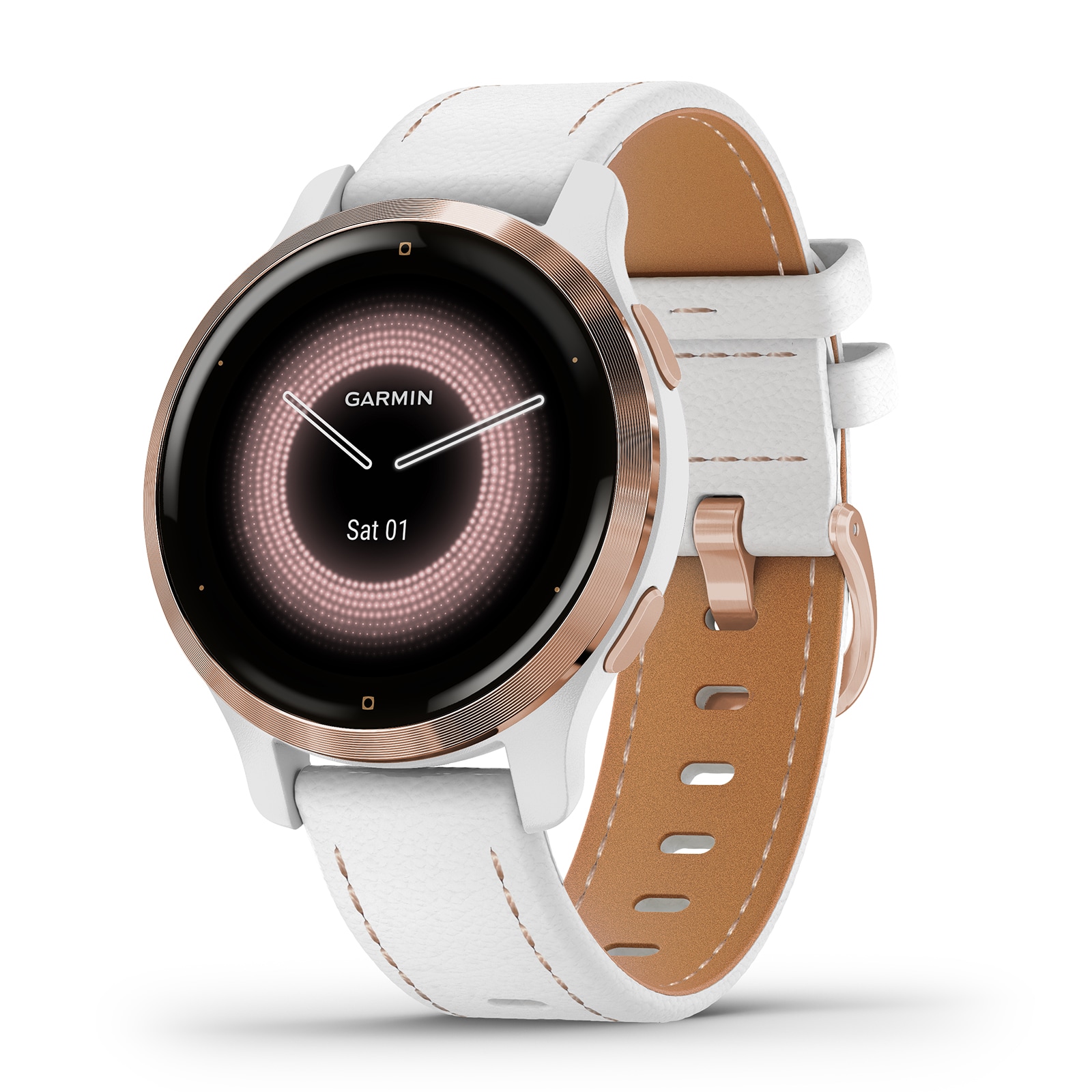 Garmin Venu® 2S Rose Gold Stainless Steel Bezel with White Case