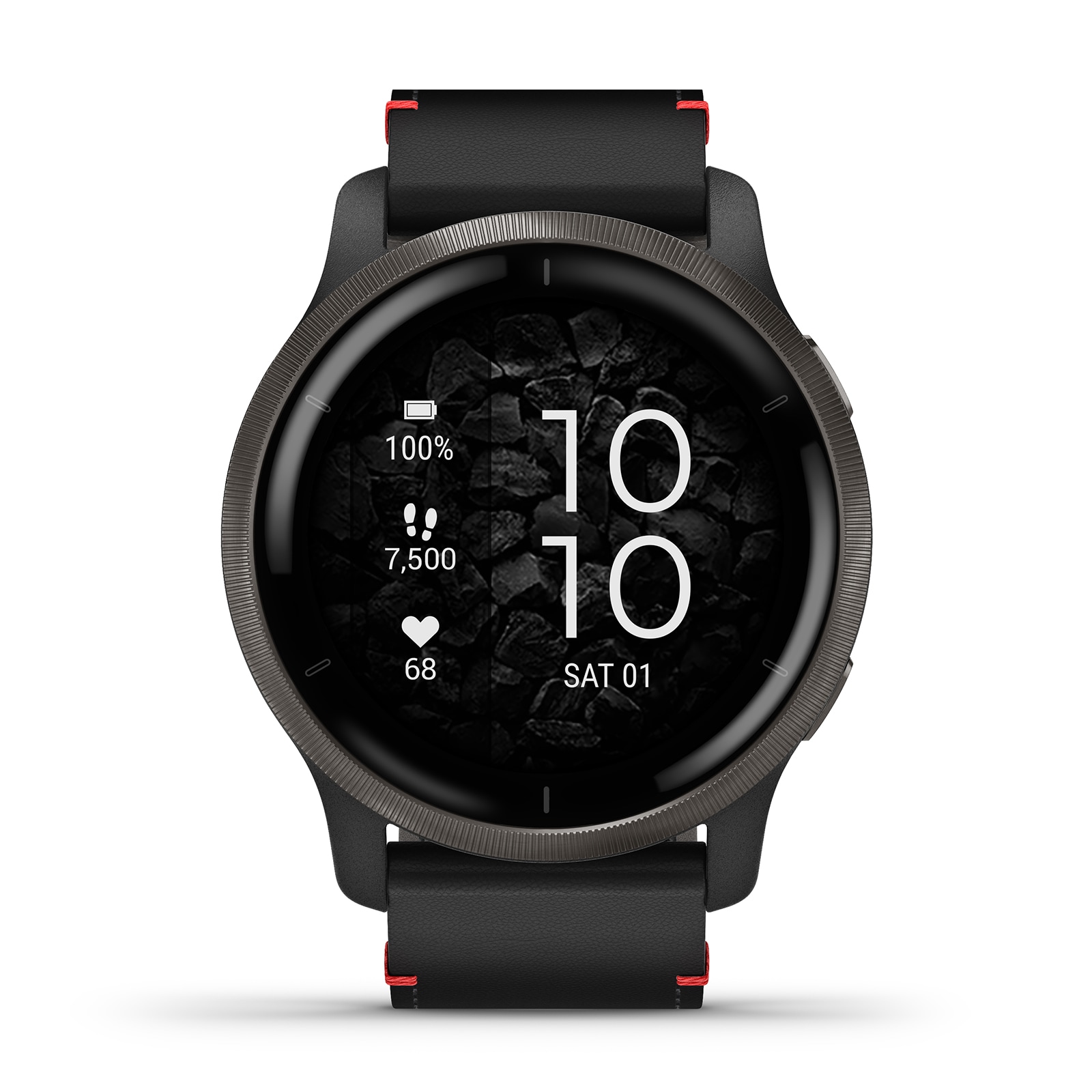 Garmin Venu® 2 Slate Stainless Steel Bezel with Black Case and Leather Band Smart Watch Garmin Venu® 2 Slate Stainless Steel Bezel with Black Case and Leather Band Smart Watch