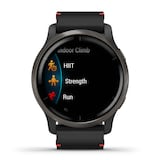 Garmin Venu® 2 Slate Stainless Steel Bezel with Black Case and Leather Band