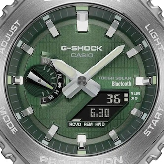 Casio G-SHOCK Metal Covered 2100 Bluetooth and Solar 49.5mm Mens Watch Green