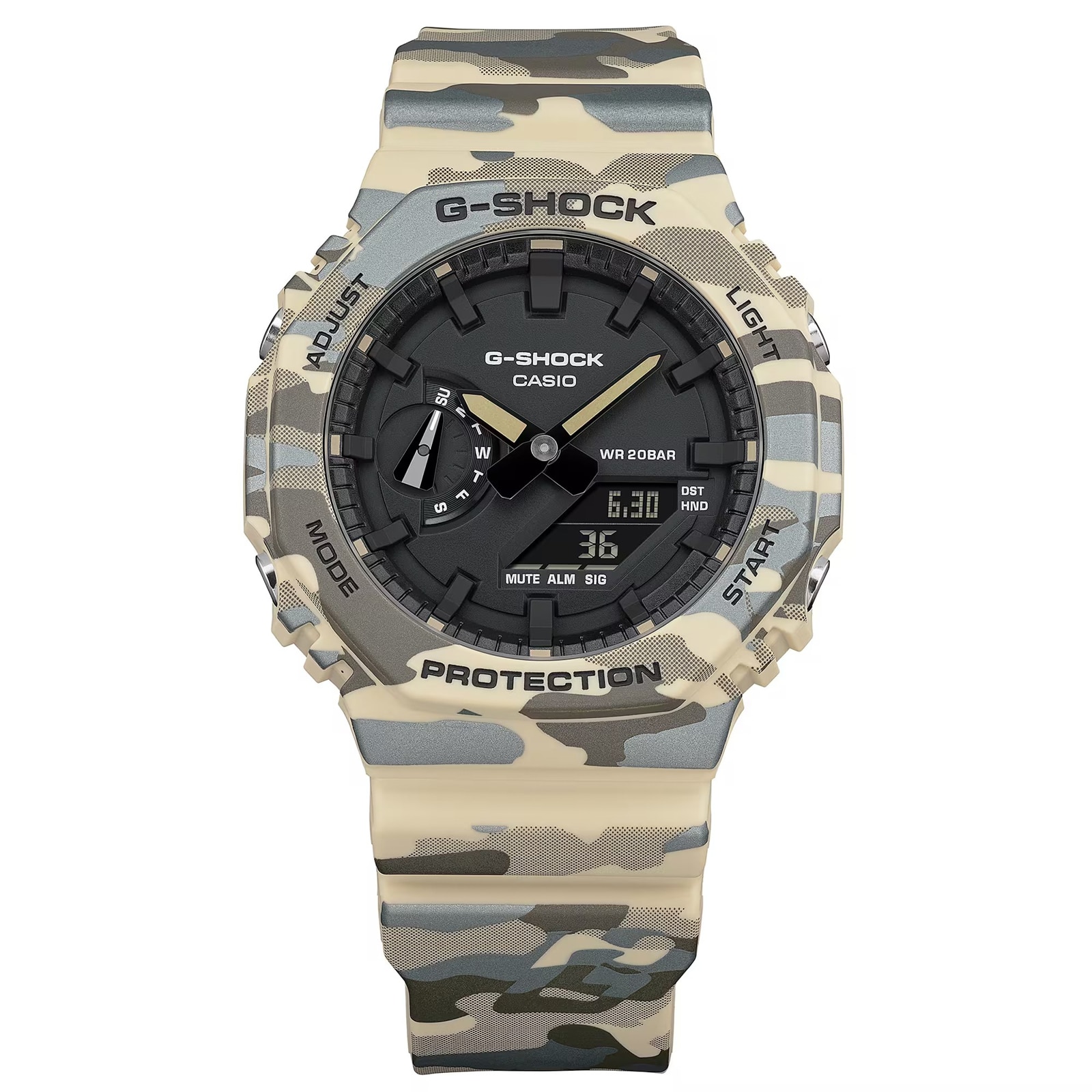 Casio G-SHOCK Analogue Digital 2100 Series 45.4mm Mens Watch Camo Green