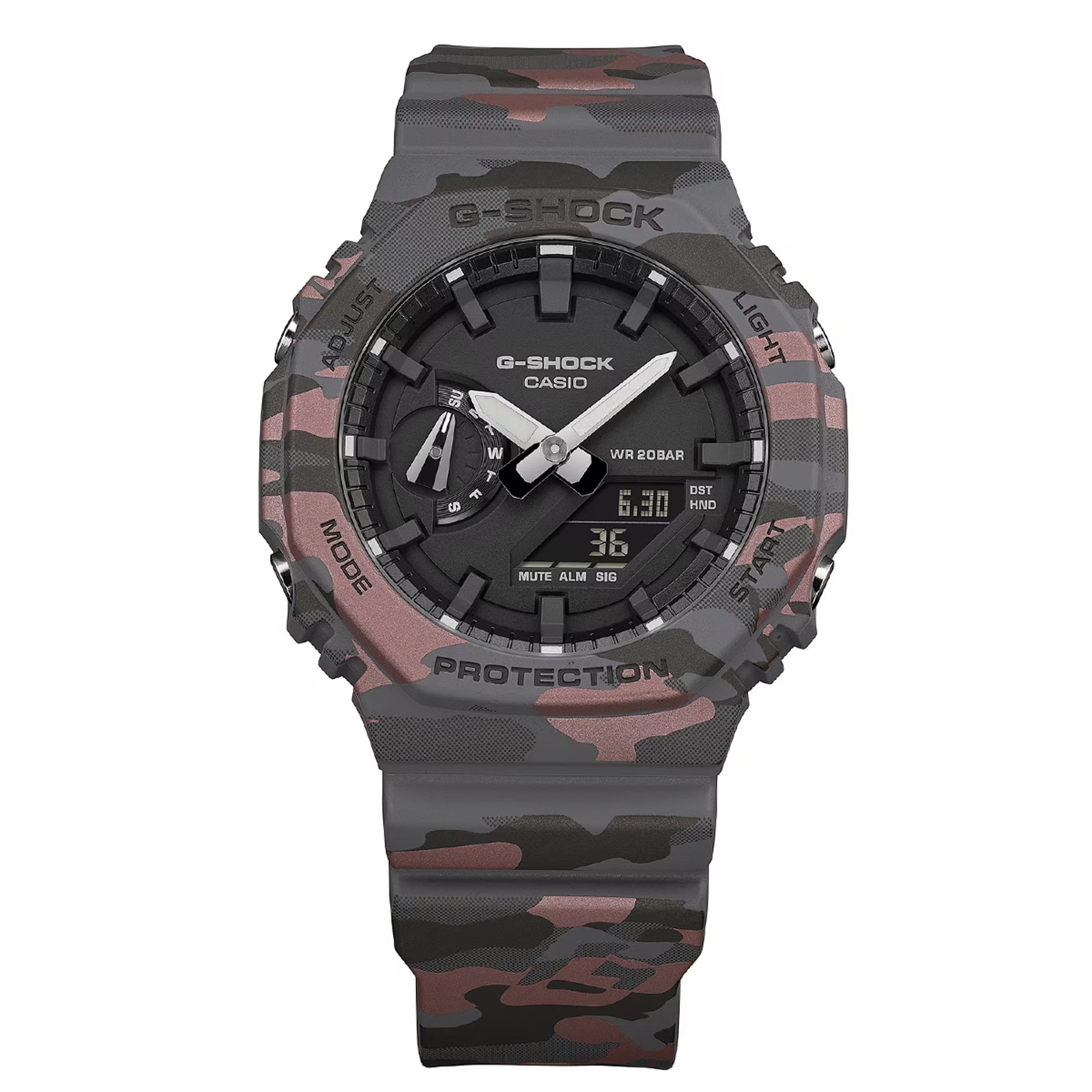 Casio G-SHOCK Analogue Digital 2100 Series 45.4mm Mens Watch Camo Metallic
