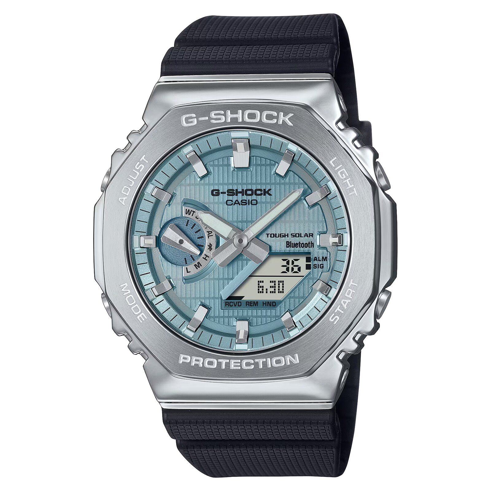 Casio G-SHOCK G-Steel 2100 Series Ice Blue Mens Watch Rubber Strap 49mm