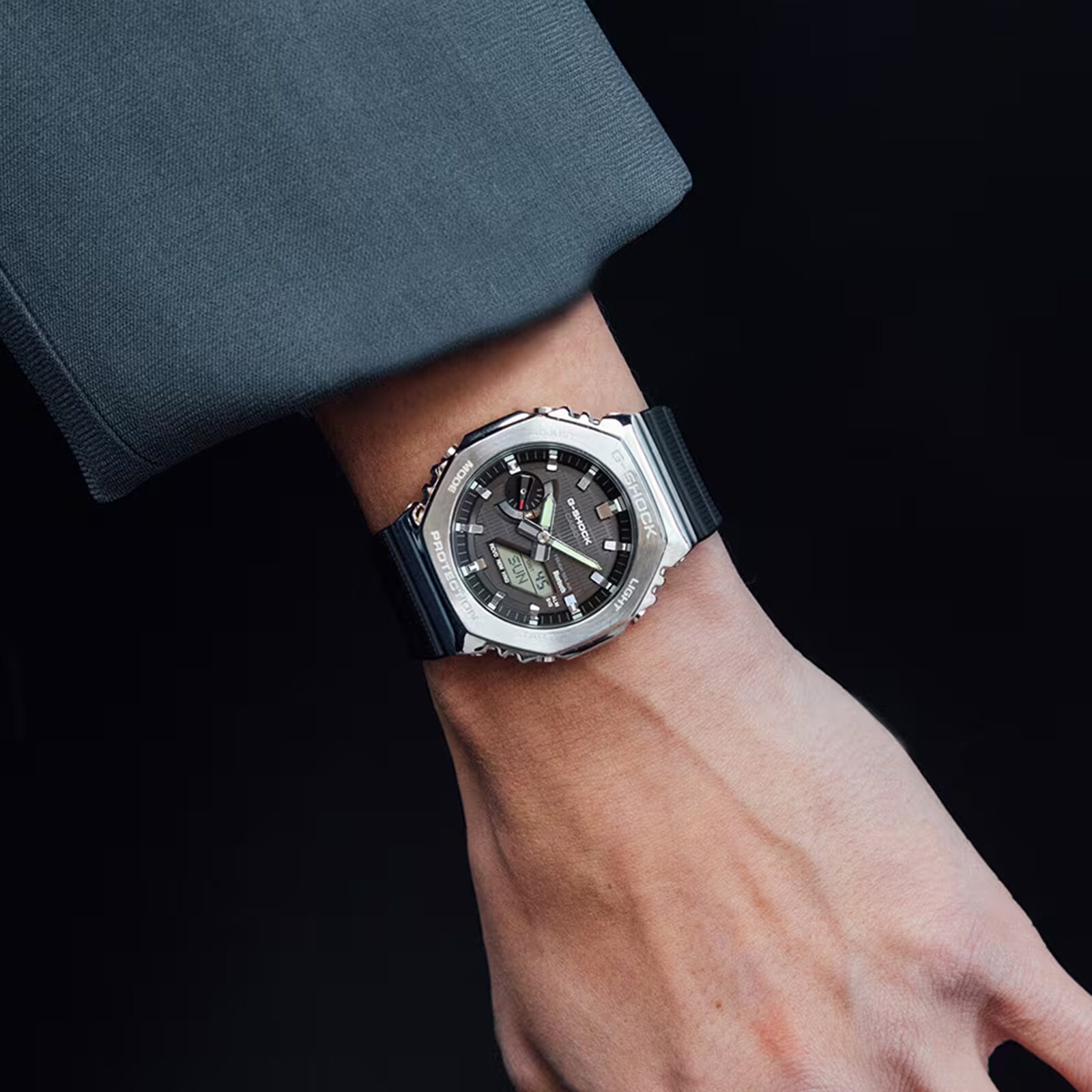 Casio G-SHOCK G-Steel 2100 Series Black Rubber Strap Mens Watch 49mm