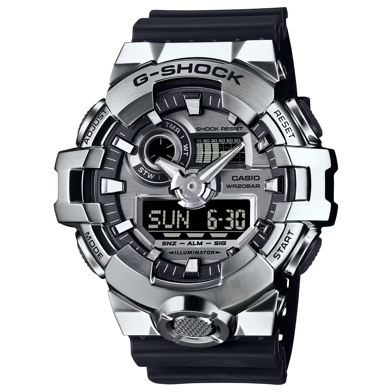 Casio G-SHOCK G-Steel Silver Analog-Digital Quartz Mens Watch 58mm
