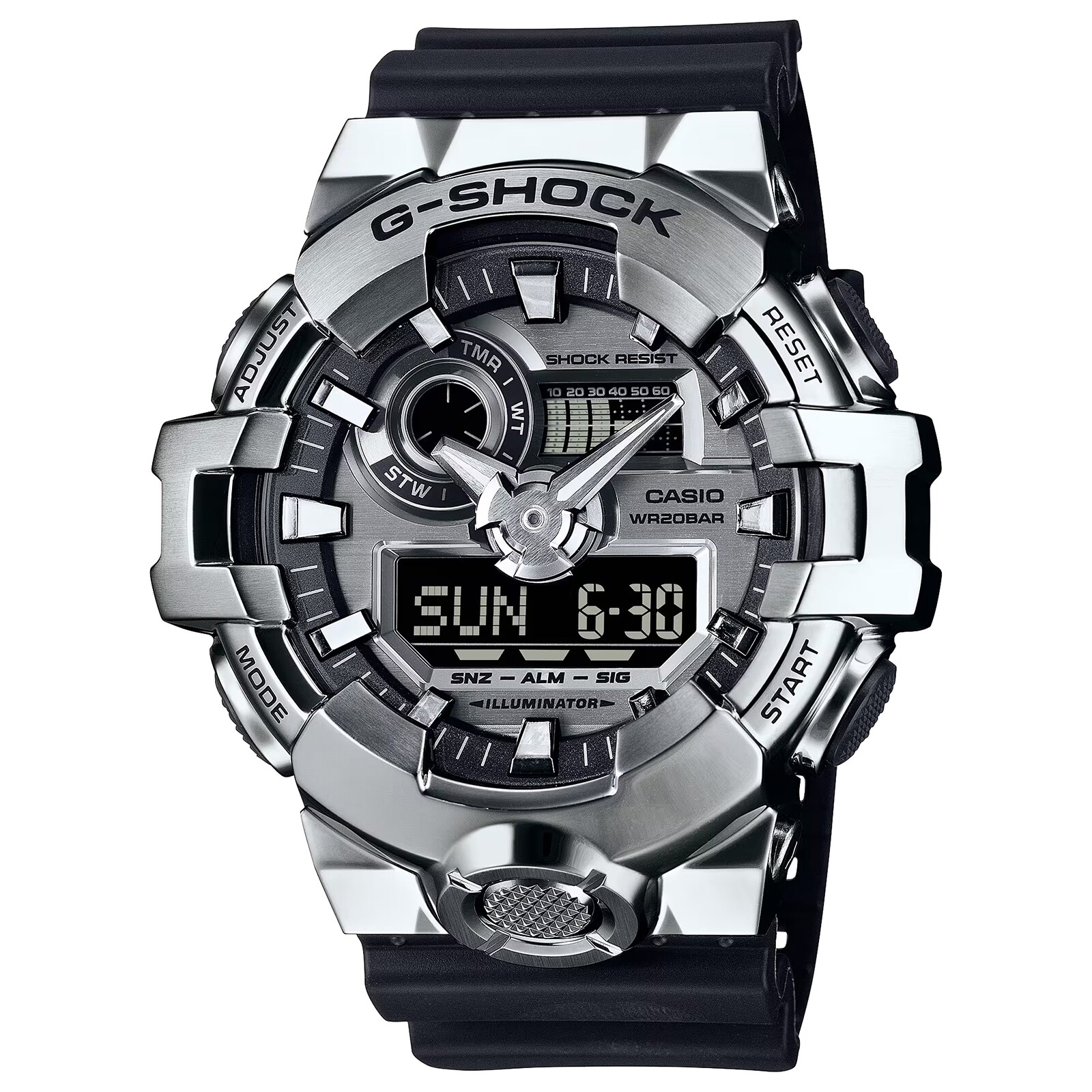 Casio G-SHOCK G-Steel Silver Analog-Digital Quartz Mens Watch 58mm