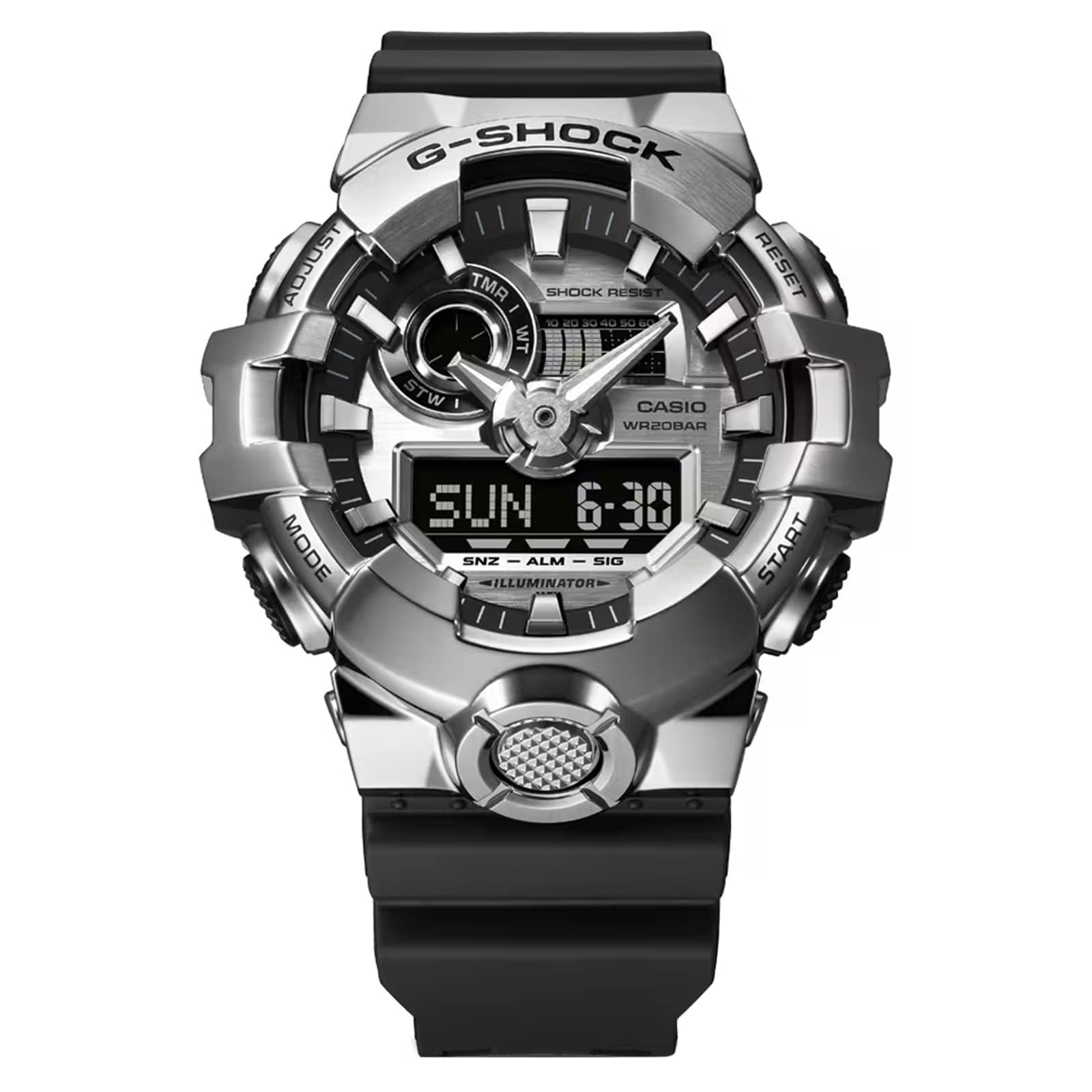 Casio G-SHOCK G-Steel Silver Analog-Digital Quartz Mens Watch 58mm