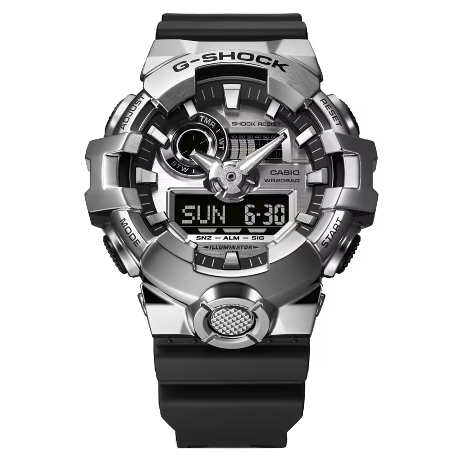 Casio G-SHOCK G-Steel Silver Analog-Digital Quartz Mens Watch 58mm