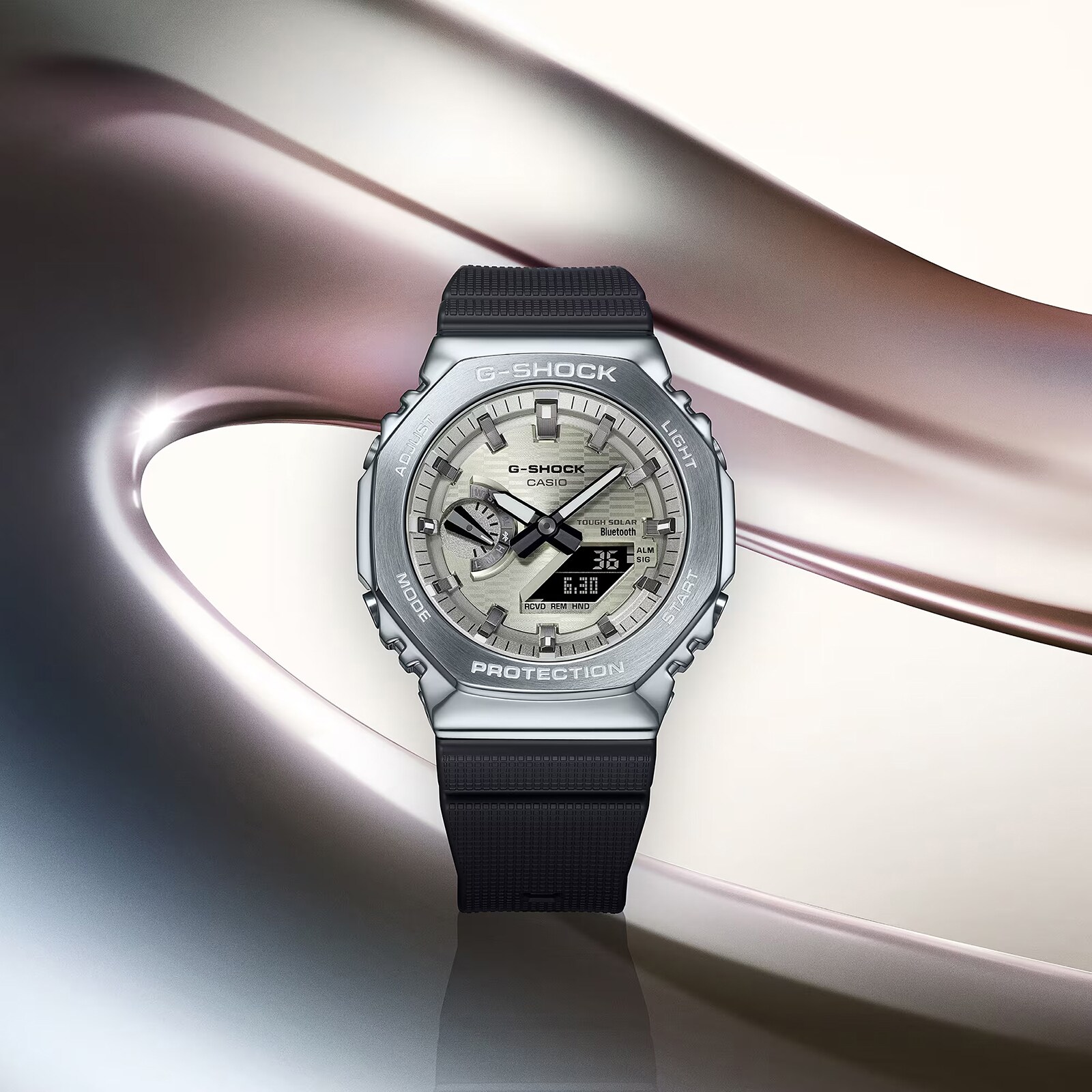 Casio G-SHOCK G-Steel 2100 Series Full Metal Octagonal Mens Watch Silver 49mm