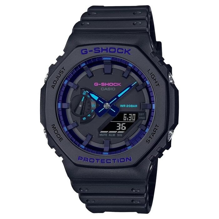 Casio G-SHOCK Analog-Digital 2100 Series Resin Mens Watch Blue-Violet 48.5mm