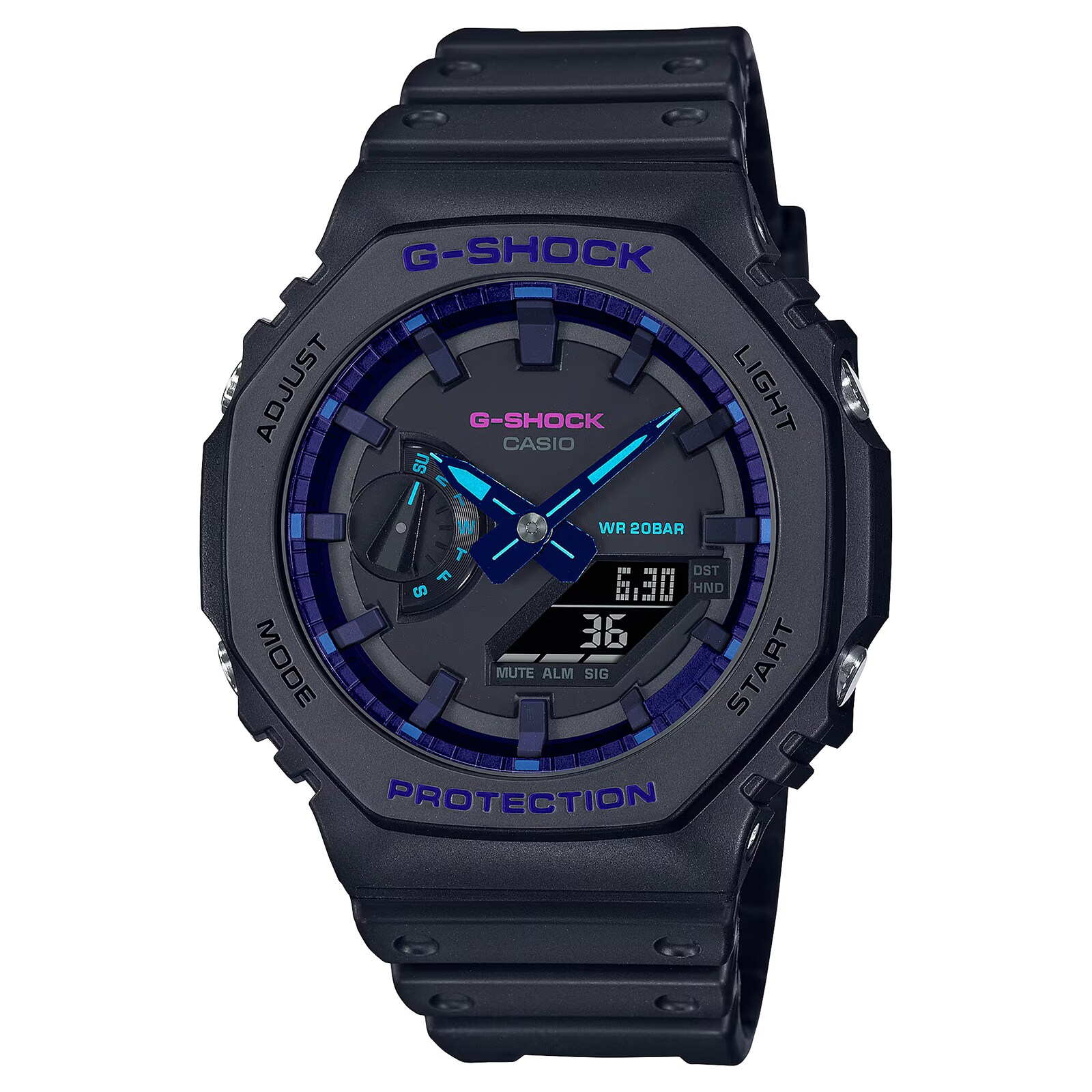 Casio G-SHOCK Analog-Digital 2100 Series Resin Mens Watch Blue-Violet 48.5mm
