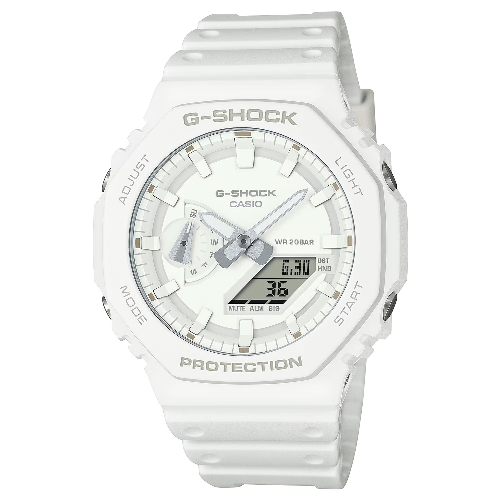 Casio G-SHOCK Analog-Digital 2100 Series Resin Mens Watch White 48.5mm