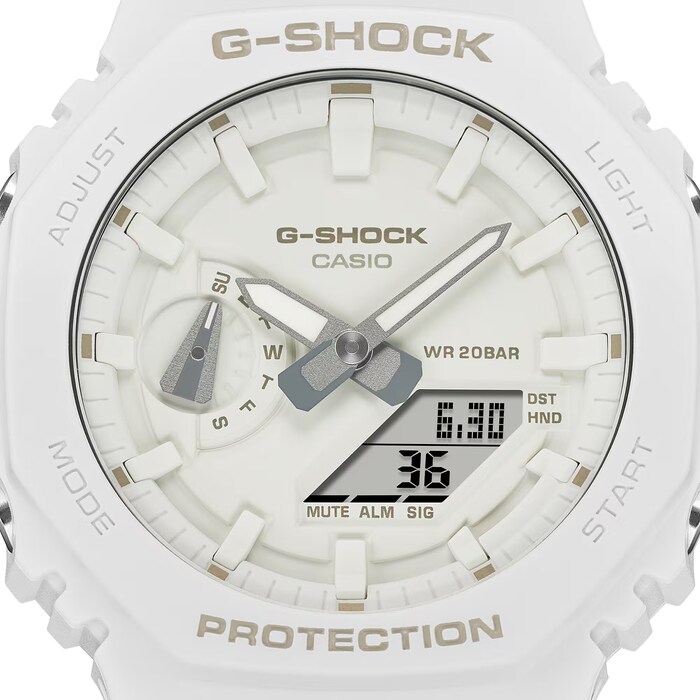 Casio G-SHOCK Analog-Digital 2100 Series Resin Mens Watch White 48.5mm