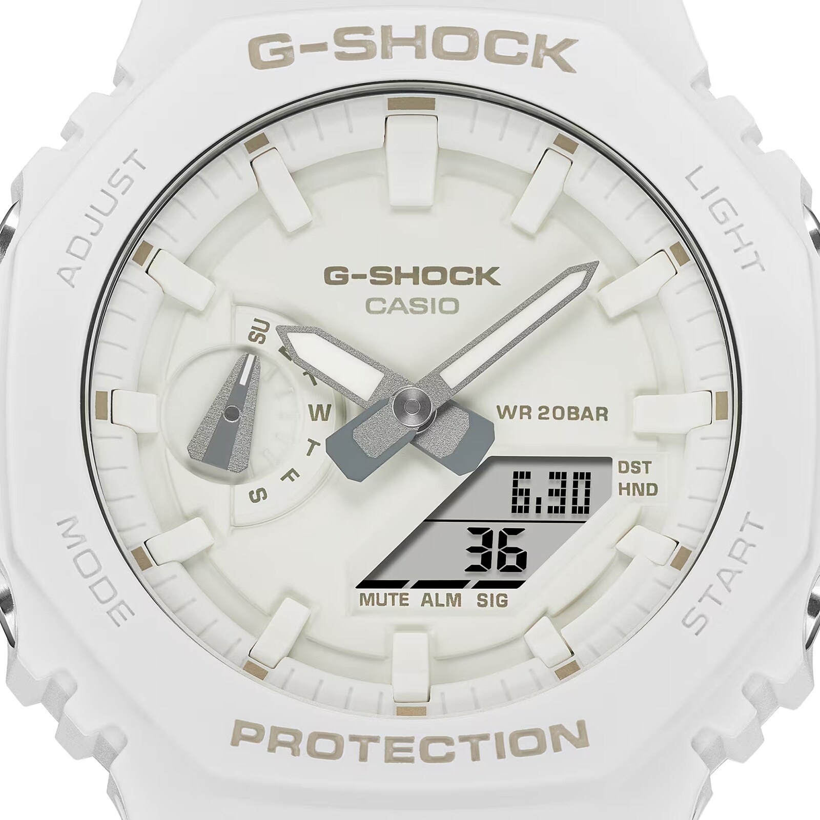 Casio G-SHOCK Analog-Digital 2100 Series Resin Mens Watch White 48.5mm