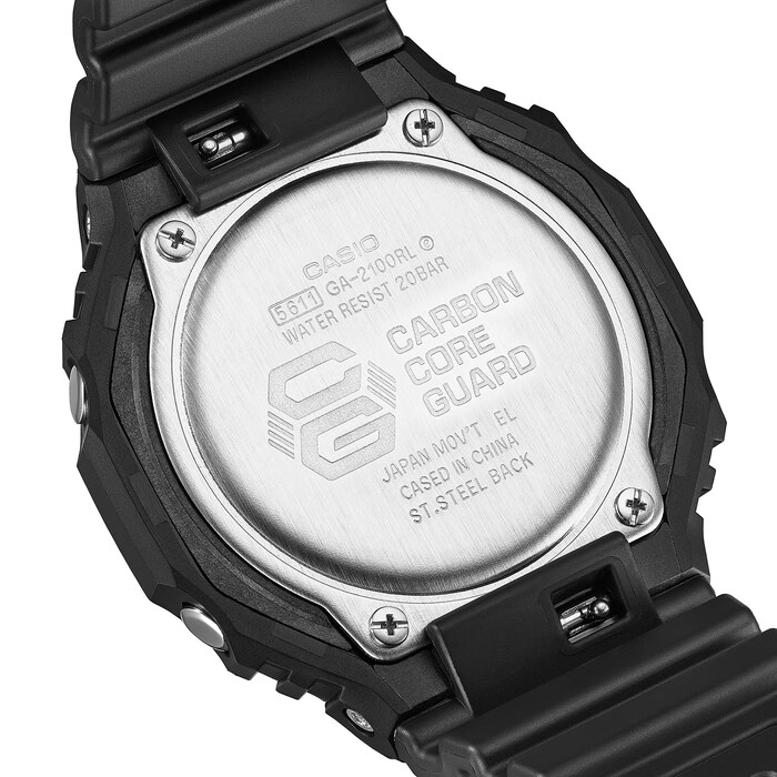 Casio G-SHOCK Analog-Digital 2100 Series Resin Mens Watch Black & Red 48.5mm
