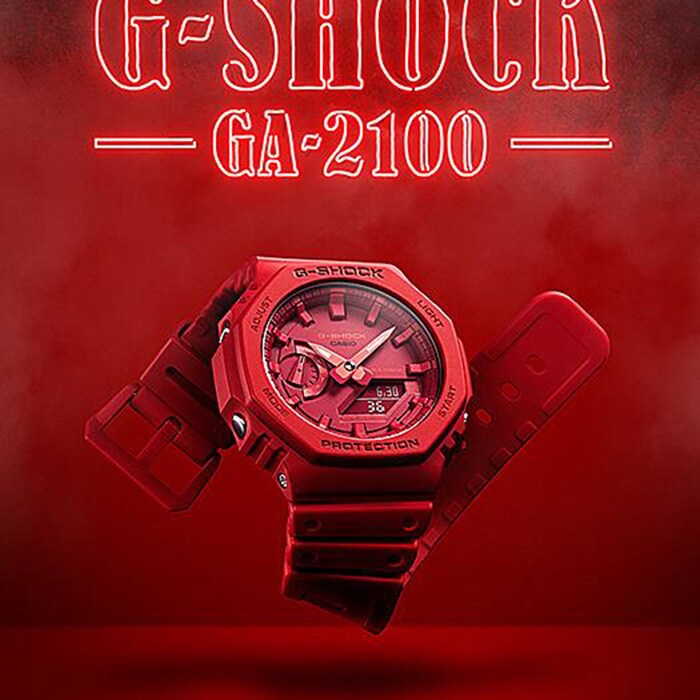 Casio G-SHOCK Analog-Digital 2100 Series Resin Mens Watch All-Red 48.5mm