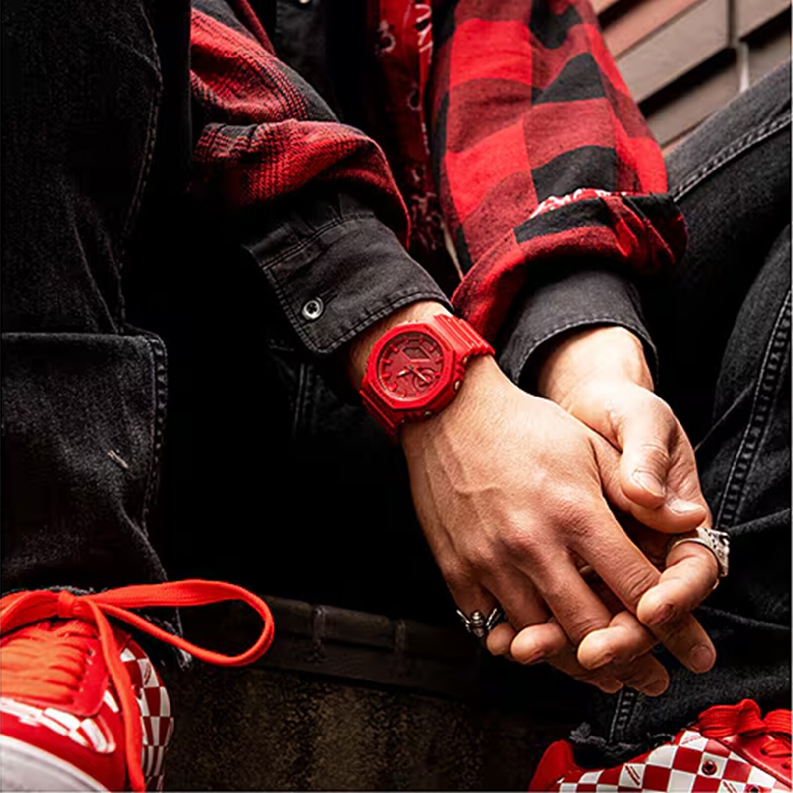 Casio G-SHOCK Analog-Digital 2100 Series Resin Mens Watch All-Red 48.5mm