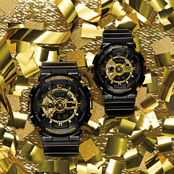 Casio G-SHOCK Analog-Digital GA-110 Series Mens Watch Black & Gold 55mm