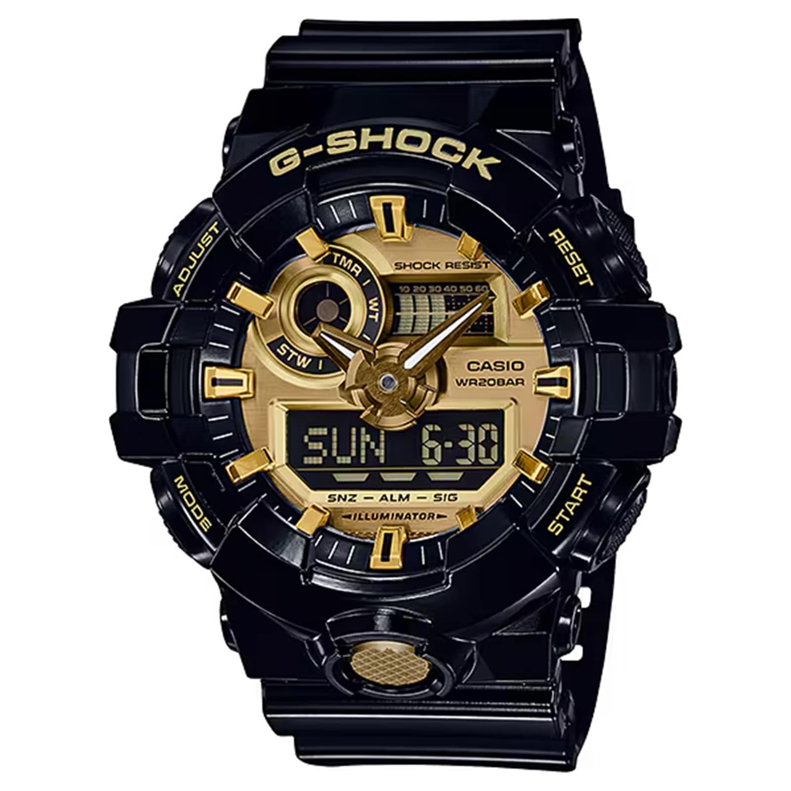 Casio G-SHOCK Analog-Digital GA-700 Series Mens Watch Black & Gold 57.5mm