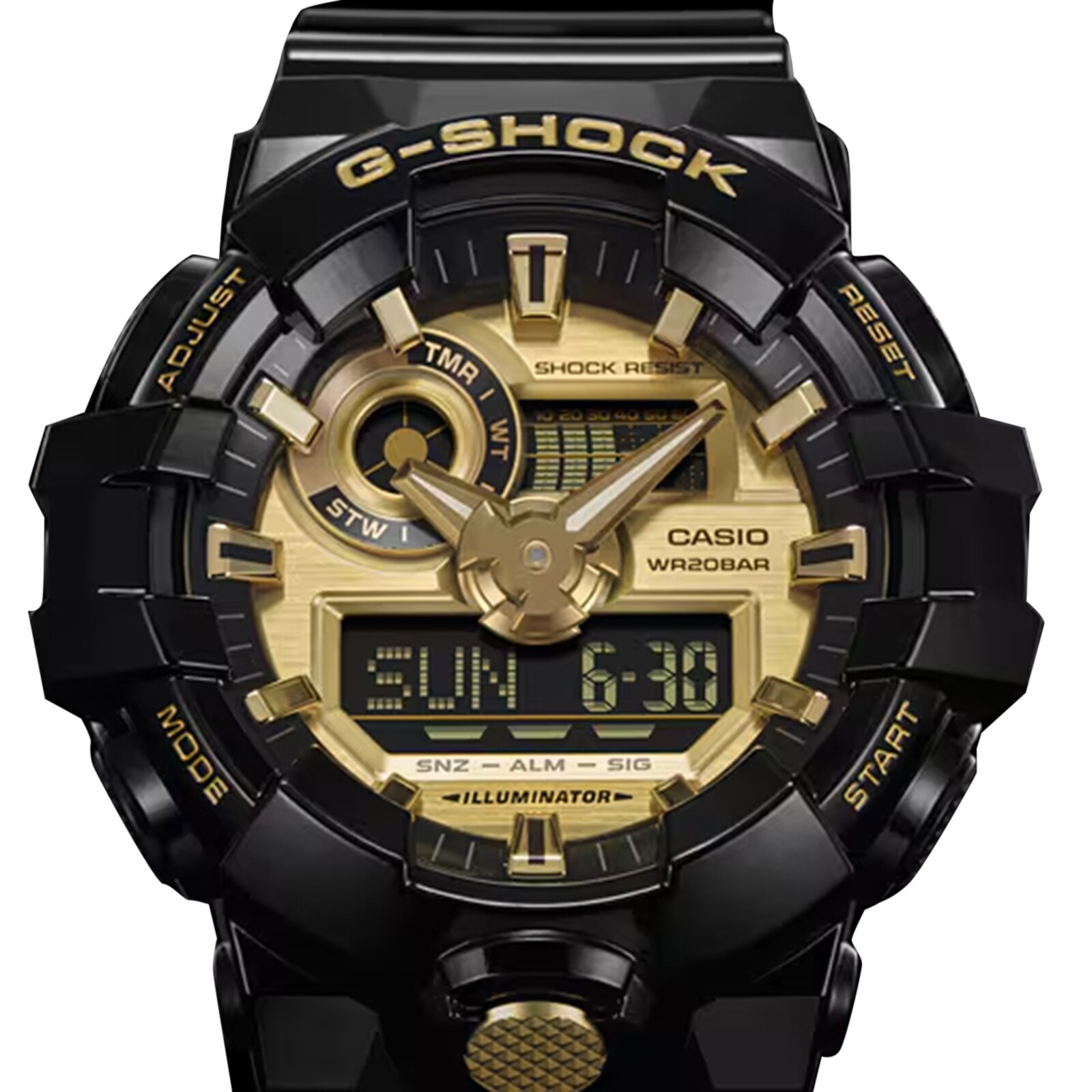 Casio G-SHOCK Analog-Digital GA-700 Series Mens Watch Black & Gold 57.5mm