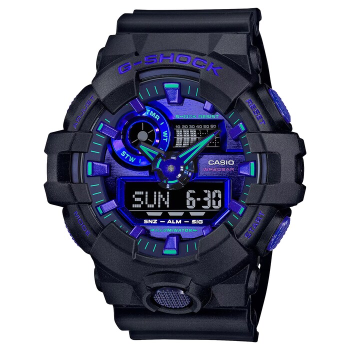 Casio G-SHOCK Analog-Digital Virtual Blue Series Resin Mens Watch 57.5mm