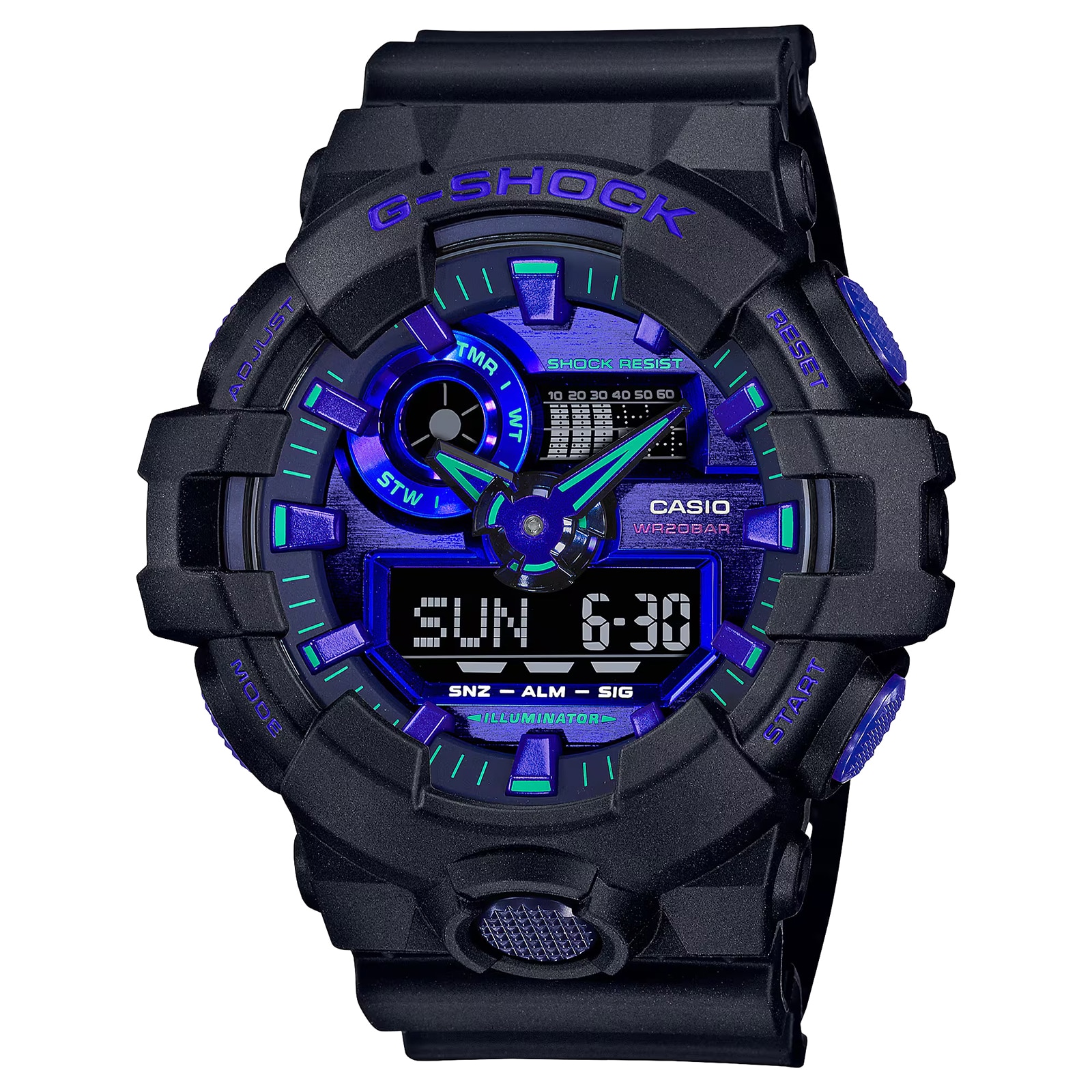 Casio G-SHOCK Analog-Digital Virtual Blue Series Resin Mens Watch 57.5mm