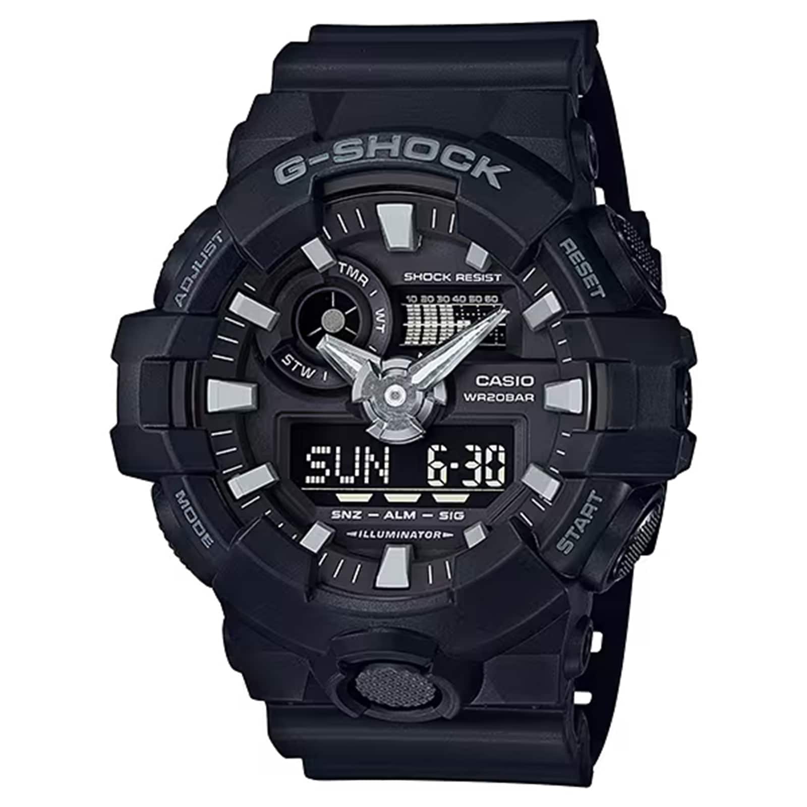 Casio G-SHOCK Analog-Digital GA-700 Series Mens Watch Black & Silver 57.5mm
