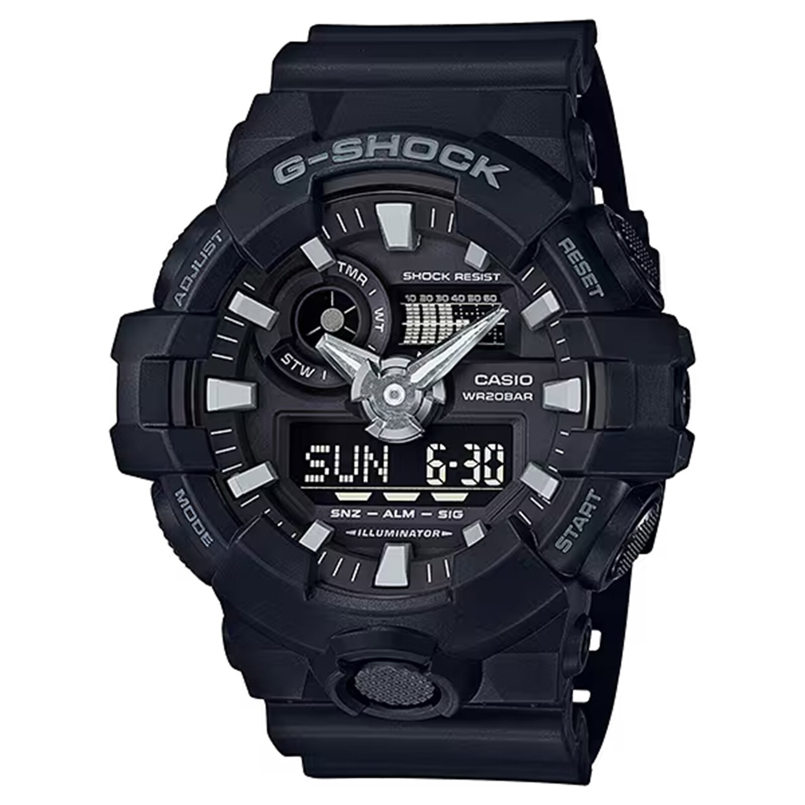 Casio G-SHOCK Analog-Digital GA-700 Series Mens Watch Black & Silver 57.5mm