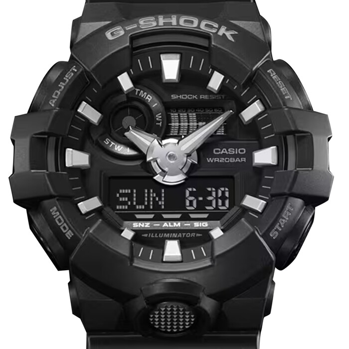 Casio G-SHOCK Analog-Digital GA-700 Series Mens Watch Black & Silver 57.5mm