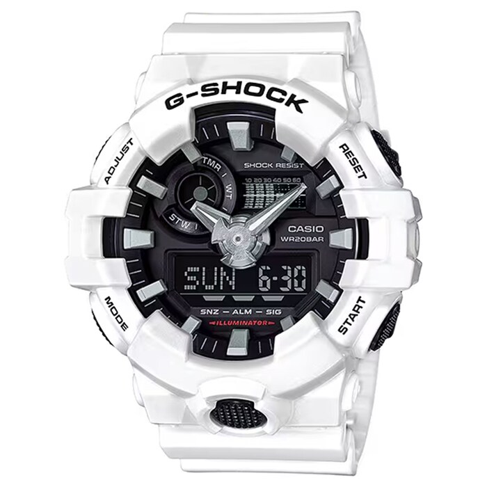 Casio G-SHOCK Analog-Digital GA-700 Series Mens Watch White-Black 57.5mm