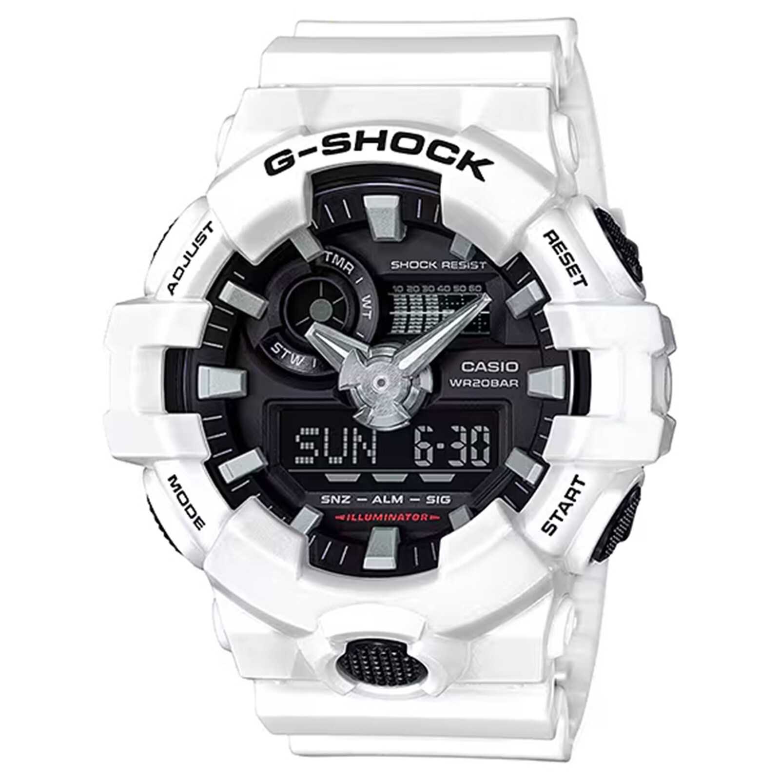 Casio G-SHOCK Analog-Digital GA-700 Series Mens Watch White-Black 57.5mm