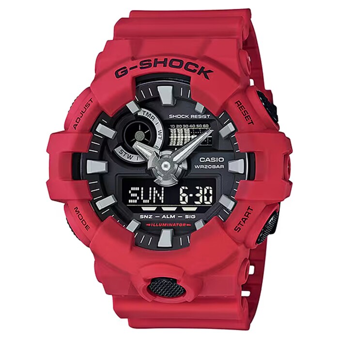 Casio G-SHOCK Analog-Digital GA-700 Series Mens Watch Red-Black 57.5mm