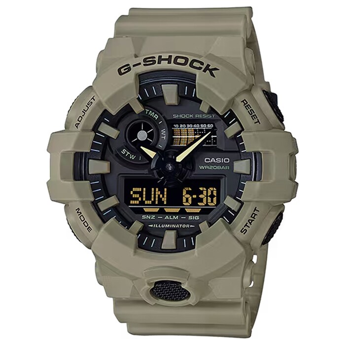 Casio G-SHOCK Analog-Digital GA-700 Series Mens Watch Olive Green 57.5mm