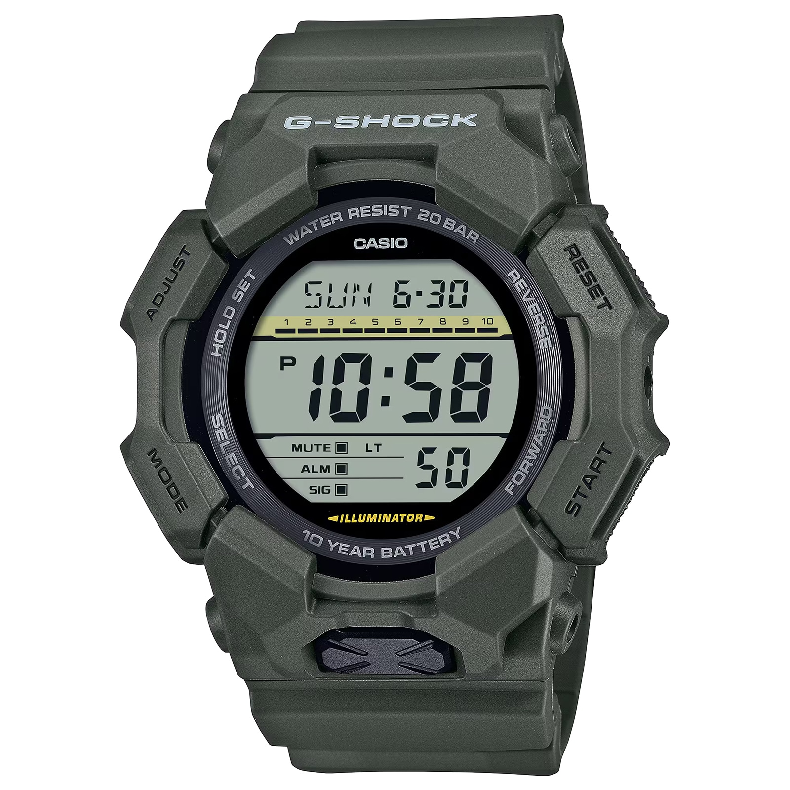 Casio G-SHOCK Digital GD-010 Series Mens Watch Green 55mm