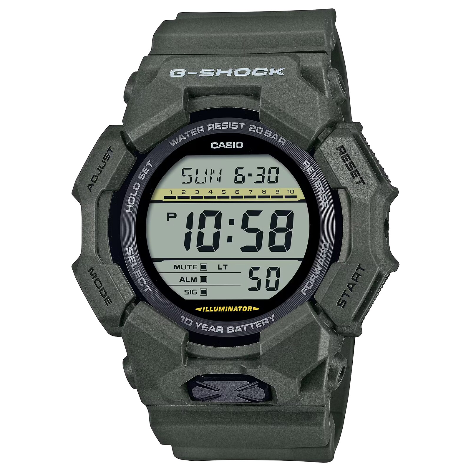 Casio G-SHOCK Digital GD-010 Series Mens Watch Green 55mm