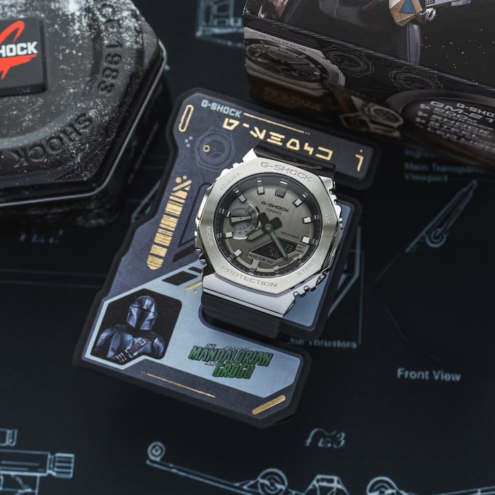 Casio G-Shock Star Wars The Mandalorian™ & Grogu™ 45.5mm Limited Edition Mens Watch Silver