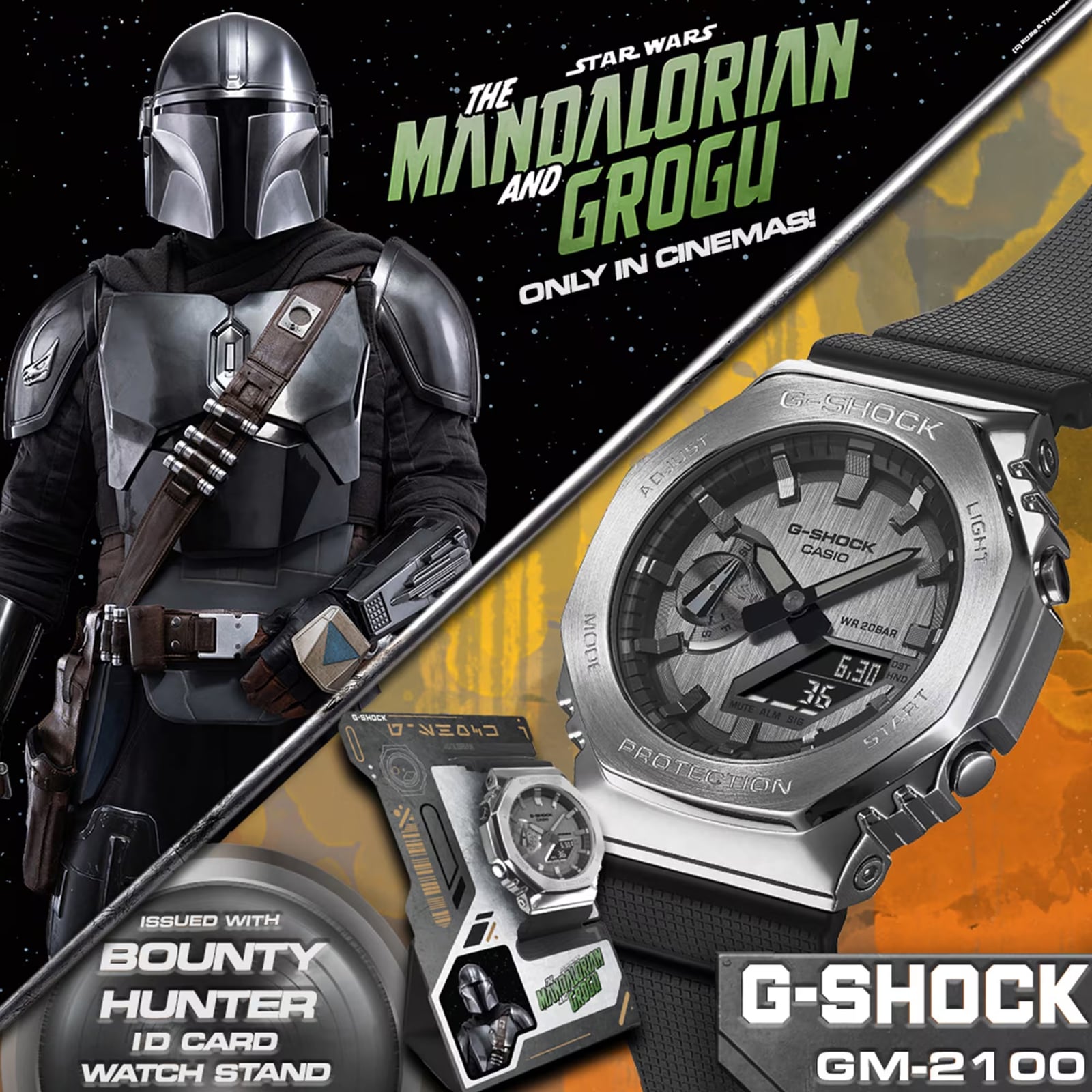 Casio G-Shock Star Wars The Mandalorian™ & Grogu™ 45.5mm Limited Edition Mens Watch Silver