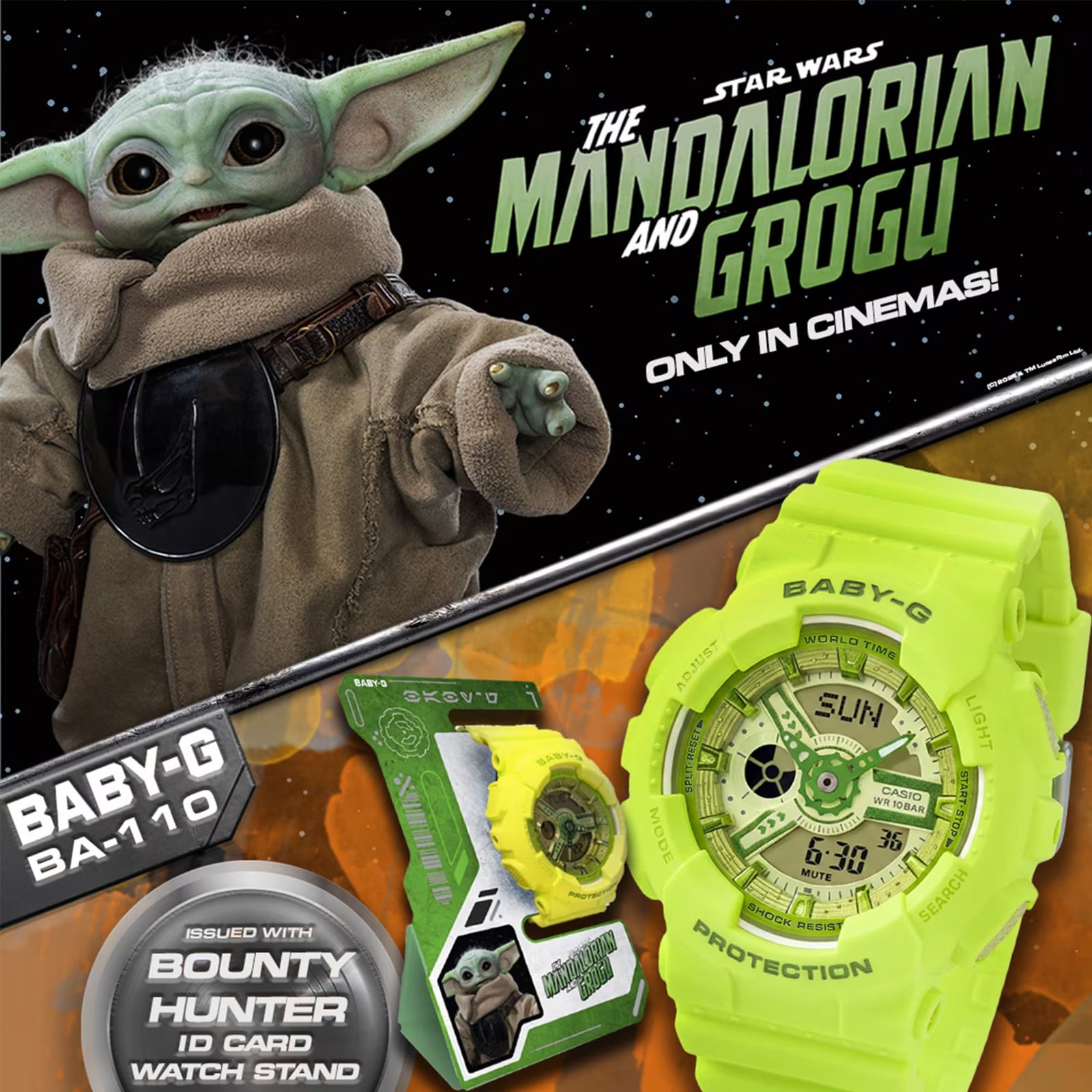 Casio Baby-G Star Wars: The Mandalorian™ & Grogu™ Collection 43.5mm Limited Edition Ladies Watch Green