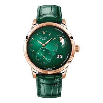 Glashutte Original PanoMaticLunar 40mm Mens Watch Green Alligator Glashutte Original PanoMaticLunar 40mm Mens Watch Green Alligator