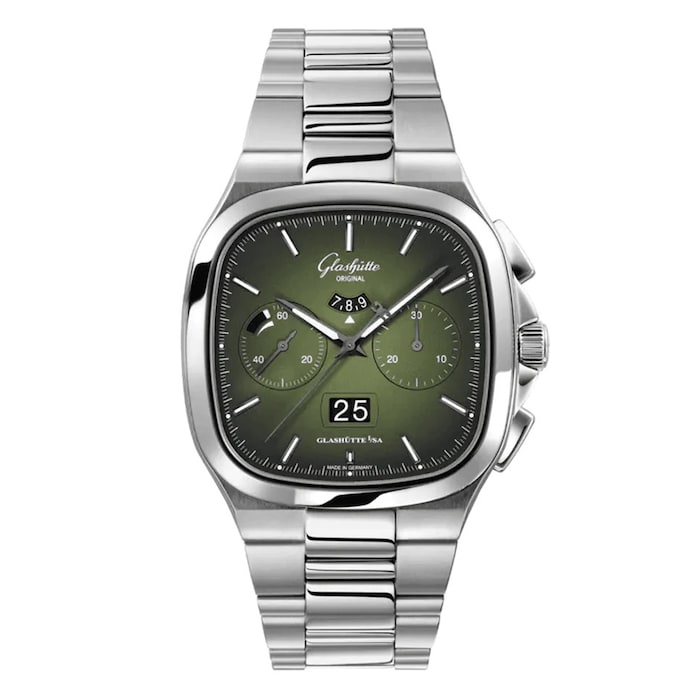 Glashutte Original Vintage Seventies Chronograph Panorama Date 40mm Mens Watch - Stainless Steel Strap