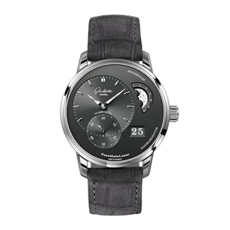 Glashutte Original PanoMaticLunar 40mm Mens Watch Grey Alligator Strap Glashutte Original PanoMaticLunar 40mm Mens Watch Grey Alligator Strap