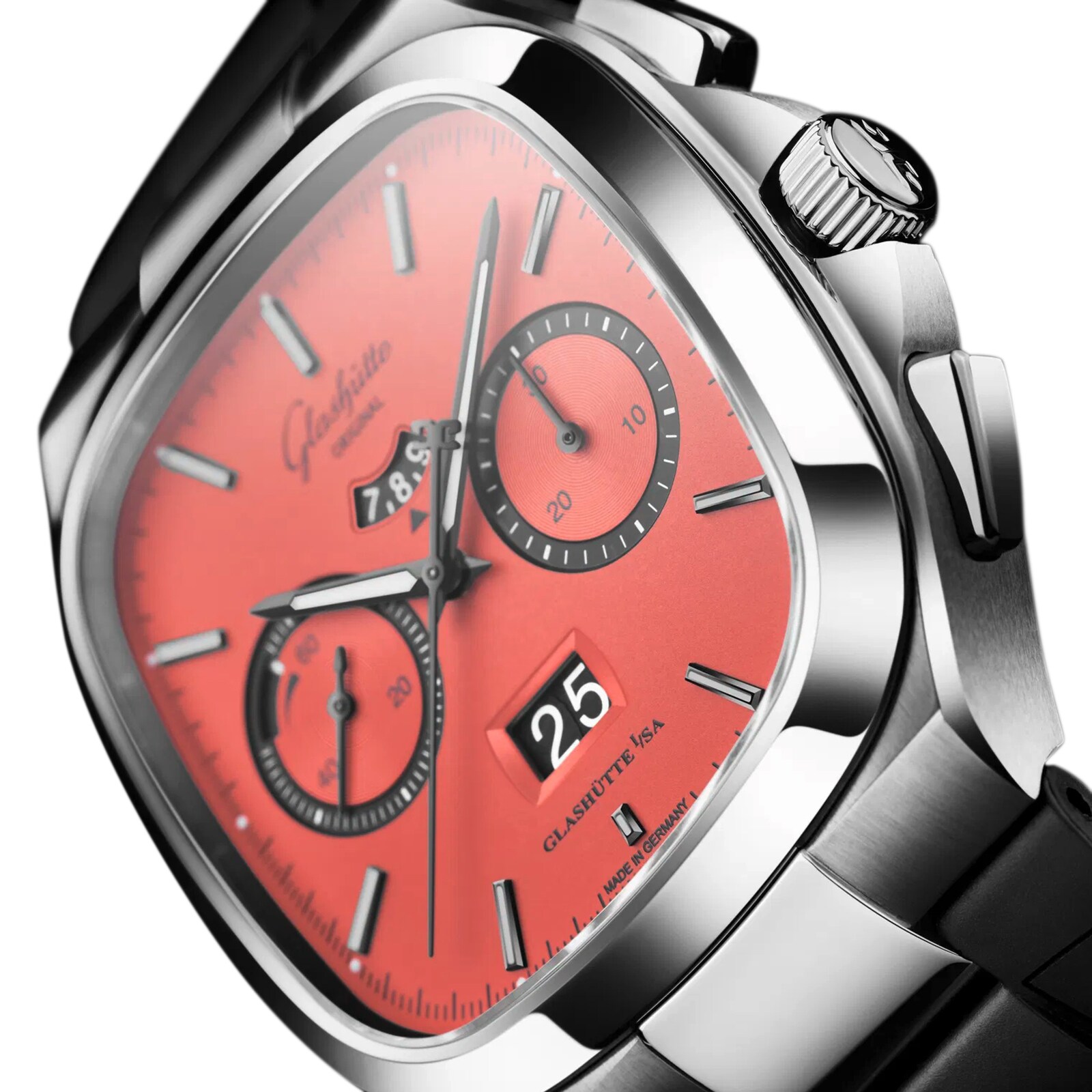 Glashutte Original Vintage Seventies Chronograph Panorama Date Limited Edition 40mm Mens Watch - Rubber Strap Glashutte Original Vintage Seventies Chronograph Panorama Date Limited Edition 40mm Mens Watch - Rubber Strap