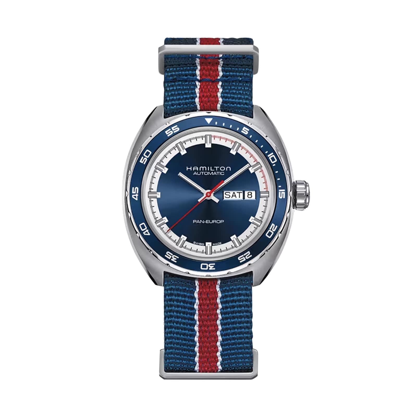 Hamilton American Classic Pan Europ Day Date Auto 42mm Mens Watch Blue Interchangeable strap Hamilton American Classic Pan Europ Day Date Auto 42mm Mens Watch Blue Interchangeable strap