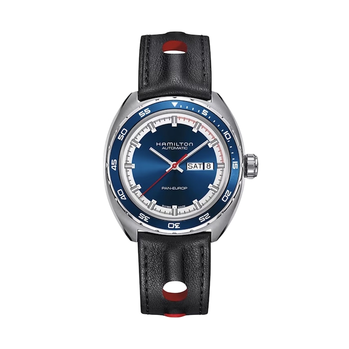 Hamilton American Classic Pan Europ Day Date Auto 42mm Mens Watch Blue Interchangeable strap