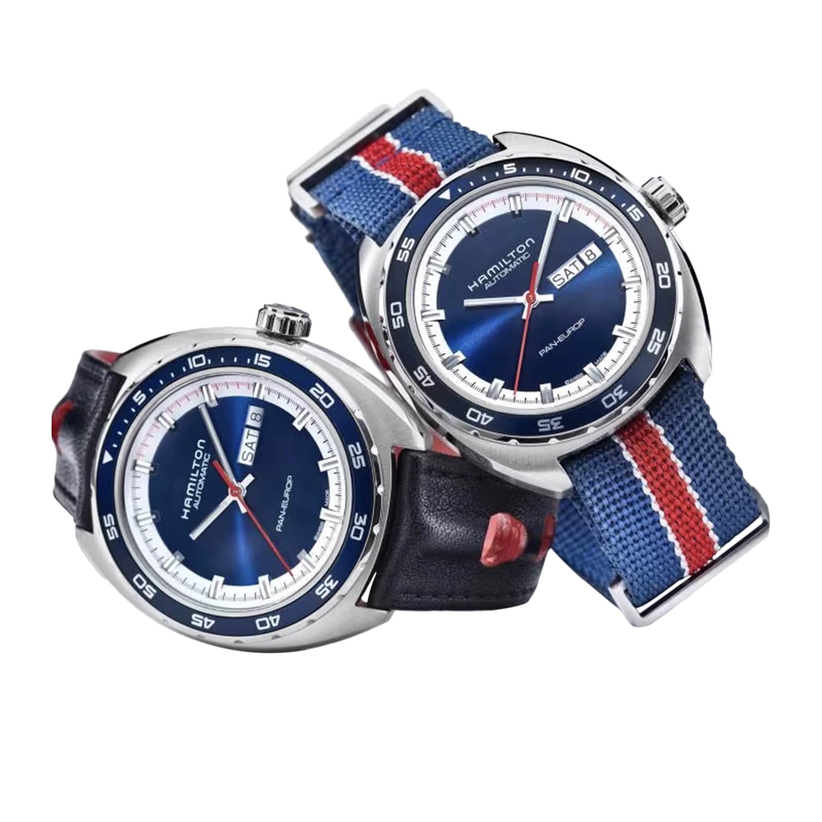 Hamilton American Classic Pan Europ Day Date Auto 42mm Mens Watch Blue Interchangeable strap