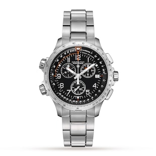 Hamilton Khaki Aviation X-Wind GMT Chrono Quartz 46mm Mens Watch Black