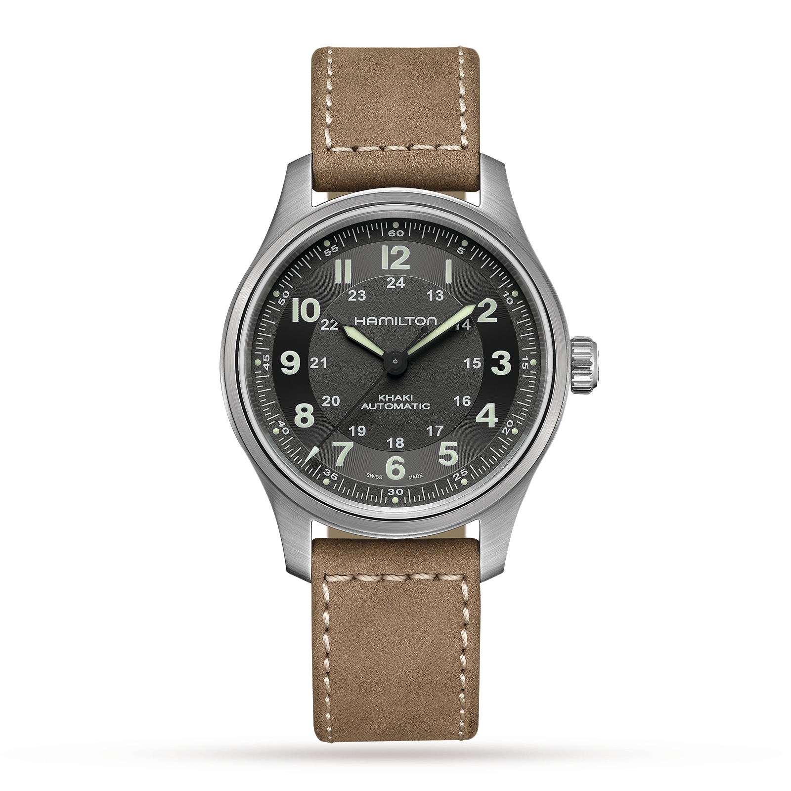 Hamilton Khaki Field Titanium Auto 42mm Mens Watch Grey